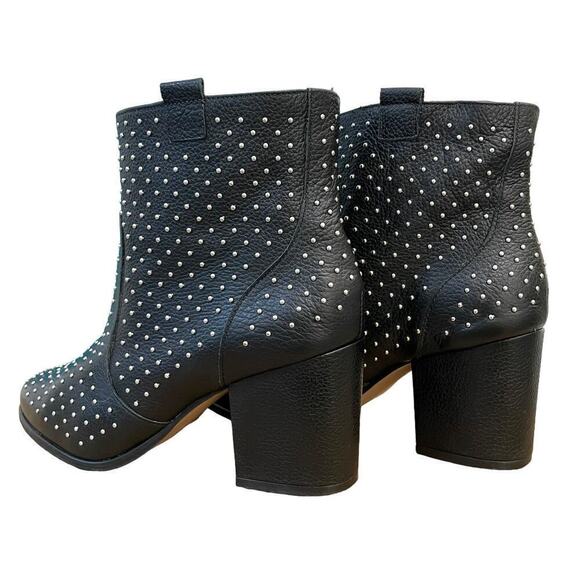 Rebecca Minkoff Sierra Studded Boots Size 7 Black Leather Heeled Bootie Edgy - Picture 6 of 13